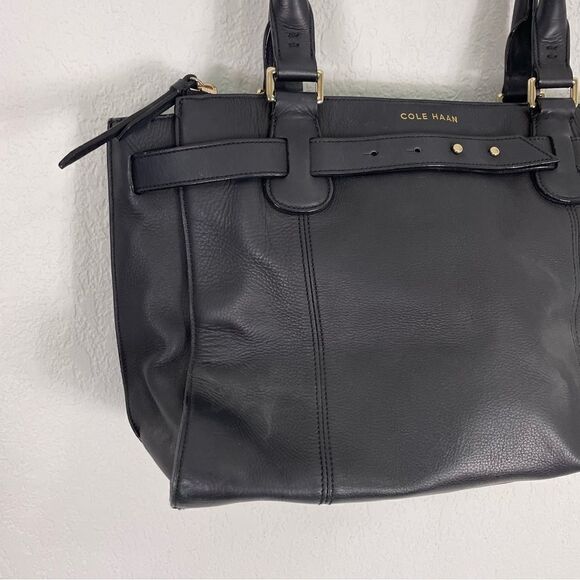 Cole Haan Black Leather Shoulder Purse - Picture 3 of 6